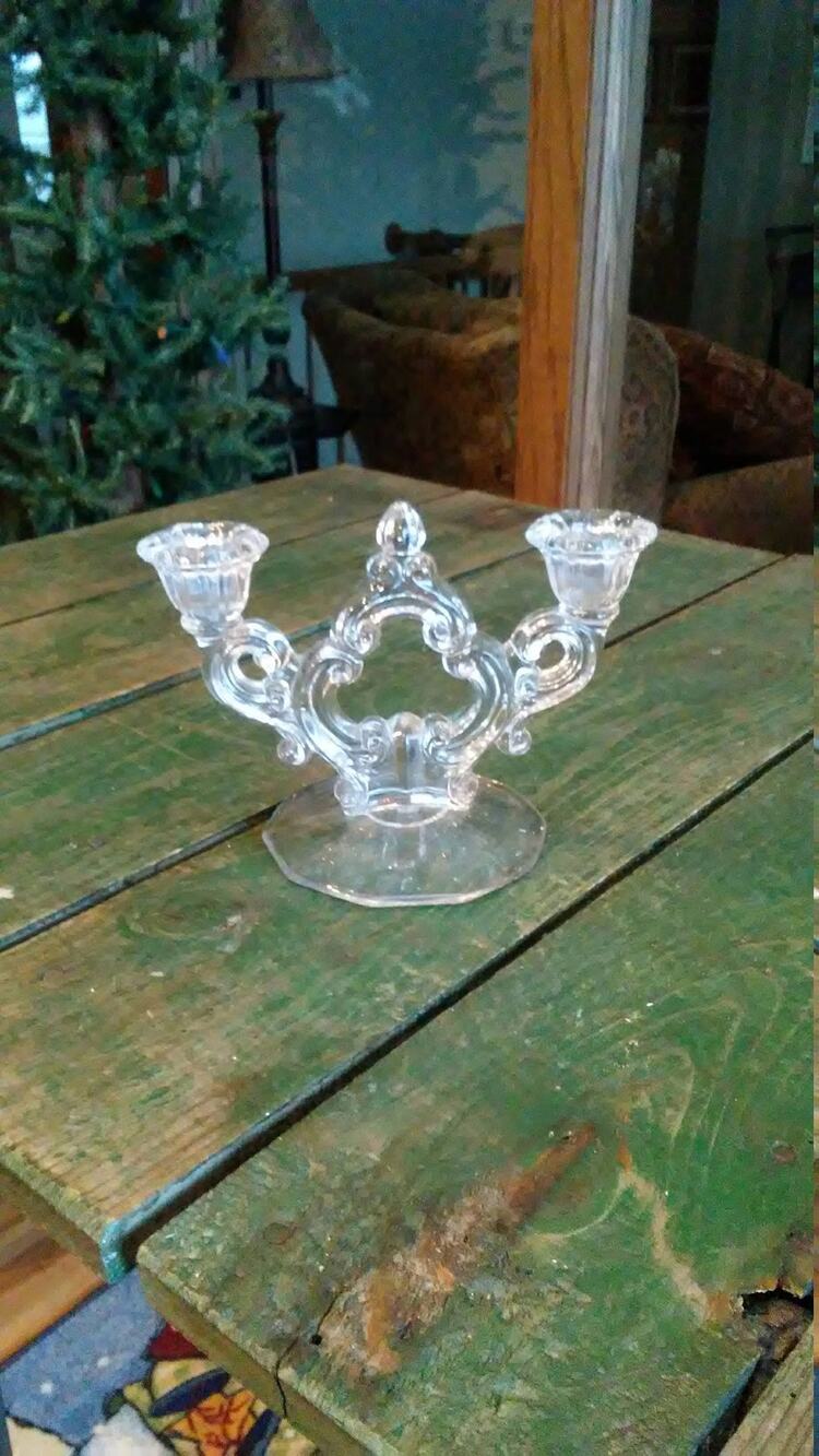 Vintage Crystal Candle Holder Double Stick Cambridge Glass Clear